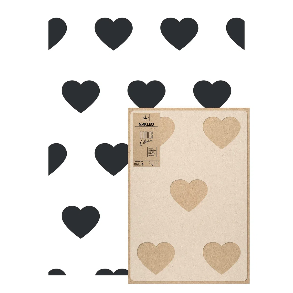 NAKLEO Stencil per Pittura Grandi Dimensioni 59x95cm, Cuori Amore San Valentino Geometrico Modello per Pareti, Plastica e Riutilizzabile Fai Da Te Carta da Parati Decorazioni Casa, Muro Legno Mobili