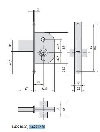 Cisa 11592-20 Serratura per Cancello 42212, 30 mm