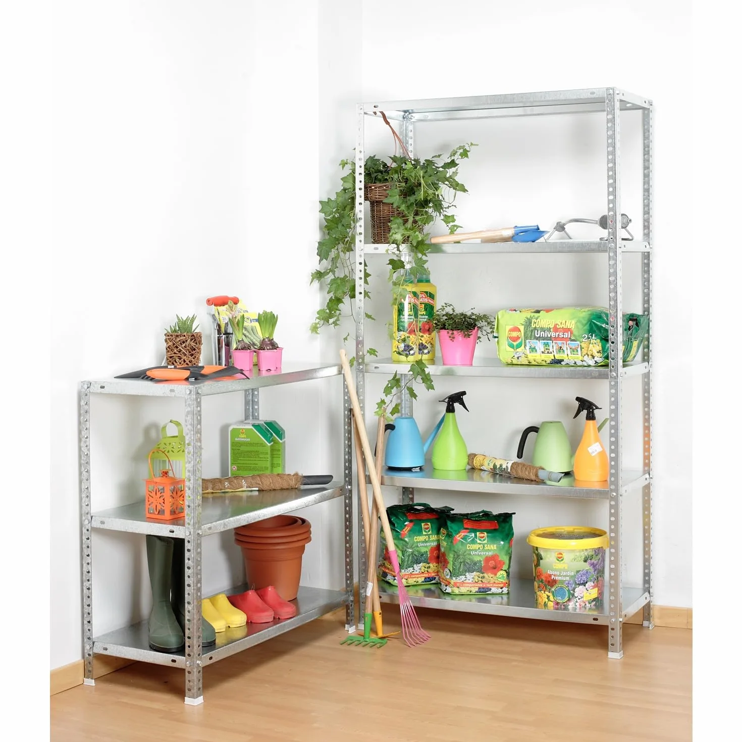 Simon Rack Scaffale Metallo Garage e 3 Ripiani, Capacità di Carico 100 kg e Punto di Flessione, 1000x800x300 mm, Metallo, Scaffalatura per Garage, Bianco - Comfort