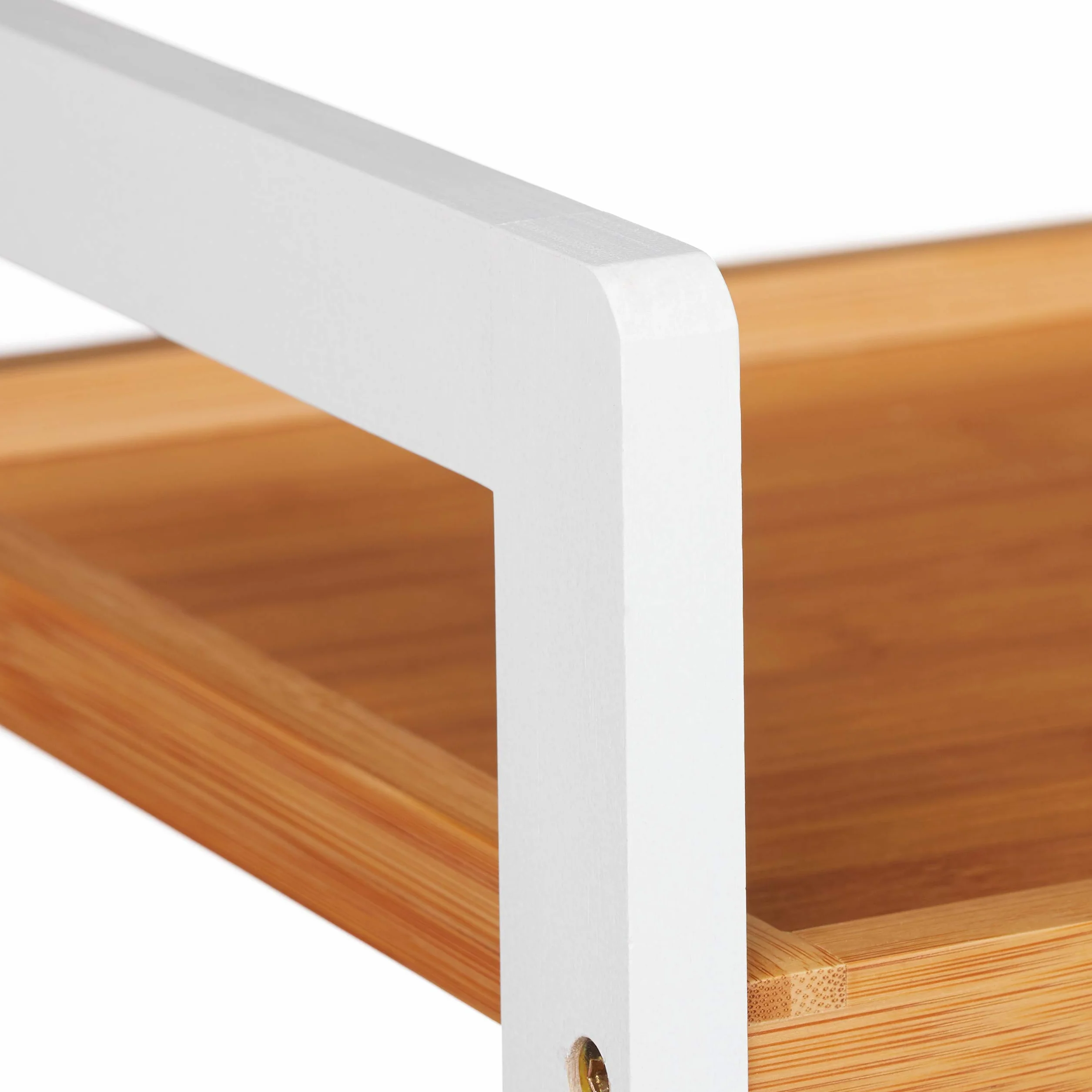 Relaxdays Scaffale da Bagno, Mobiletto per Cosmetici, Asciugamani, Accessori, in Bambù, 80x45x31,5 cm, Bianco Naturale