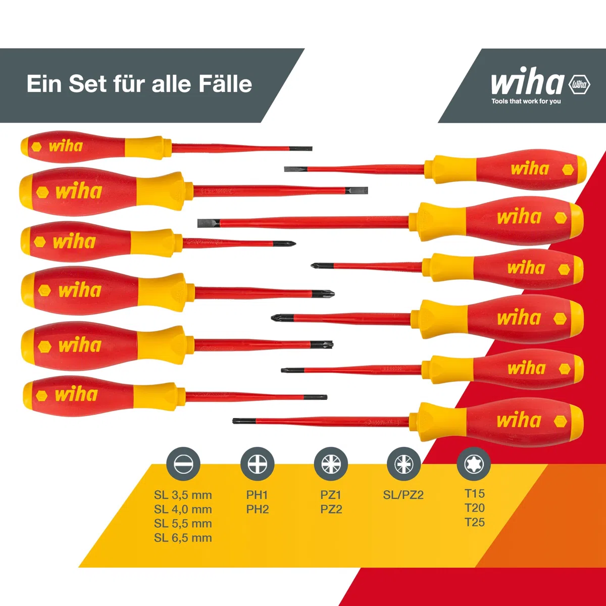 Wiha Set di cacciaviti elettrici slimFix SoftFinish, nero, 12 tlg