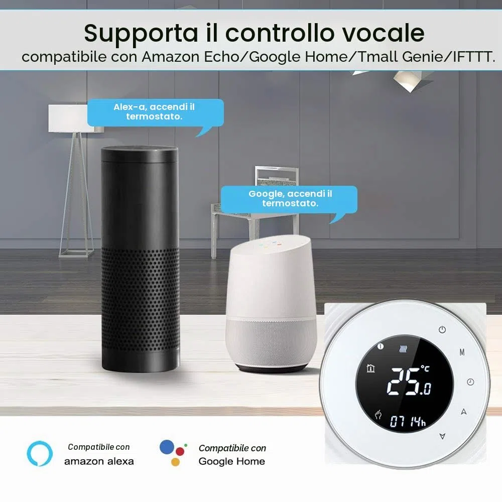 Decdeal Termostato programmabile tramite Wi-Fi, termostato intelligente wireless, con display LCD tattile, nero