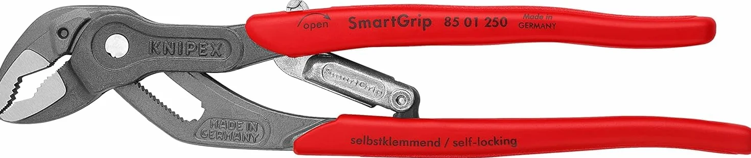 KNIPEX SmartGrip Pinza regolabile per tubi e dadi con regolazione automatica bonderizzata grigia rivestiti in resina sintetica 250 mm, 85 01 250