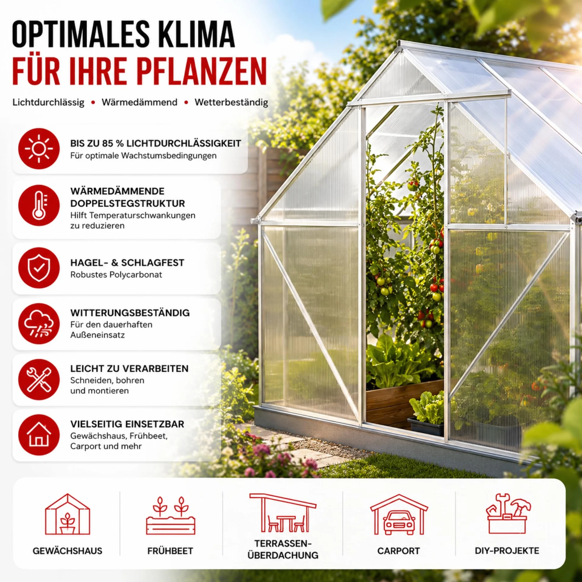 10,25 m² Pannello a Camera Cava 4 mm – 14 Pannelli 60,5 x 121 cm – Pannelli a Doppia Parete in policarbonato – Pannelli a Camera Cava per Serra e modellismo – Resistente alle intemperie