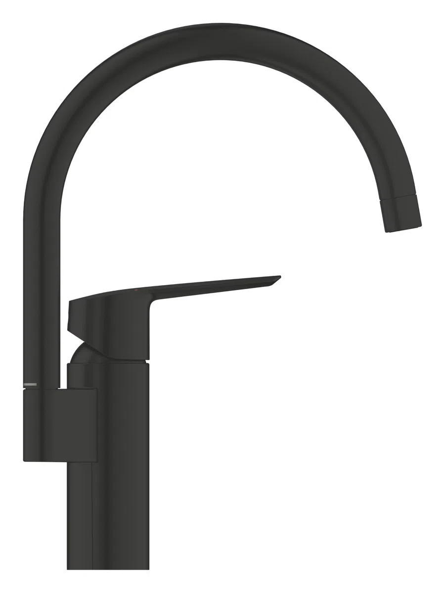 GROHE Start QuickFix – Rubinetto Miscelatore per lavello da cucina, bocca a C, facile da montare con GROHE QuickMount), nero opaco, 304692430
