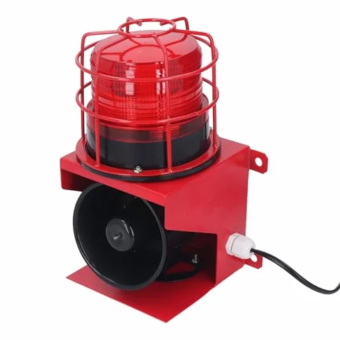 Allarme Sonoro Industriale da 115 DB Protezione IP65 Strobo a LED Montaggio a Parete Luce Stroboscopica di Emergenza Allarme Esterno Adatto per Cantieri Minerari (Spina europea