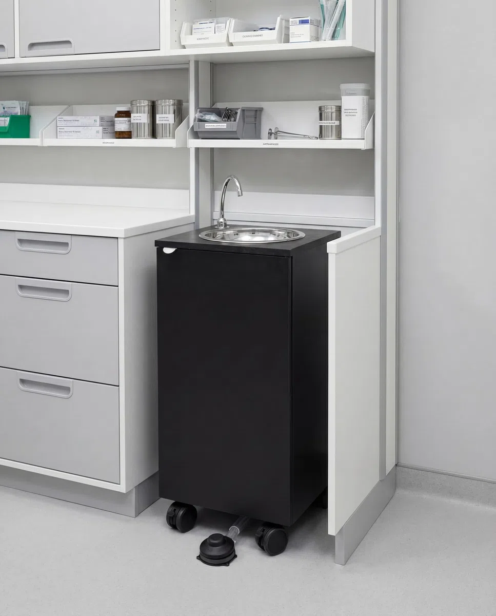 Express Water Basic Dark Plus, Lavandino Lavabo Lavello, Portatile Autonomo Trasportabile, con Serbatoio d'Acqua, in Acciaio Inox, con Comando a Pedale con Kit Acqua Calda, Certificato per ASL