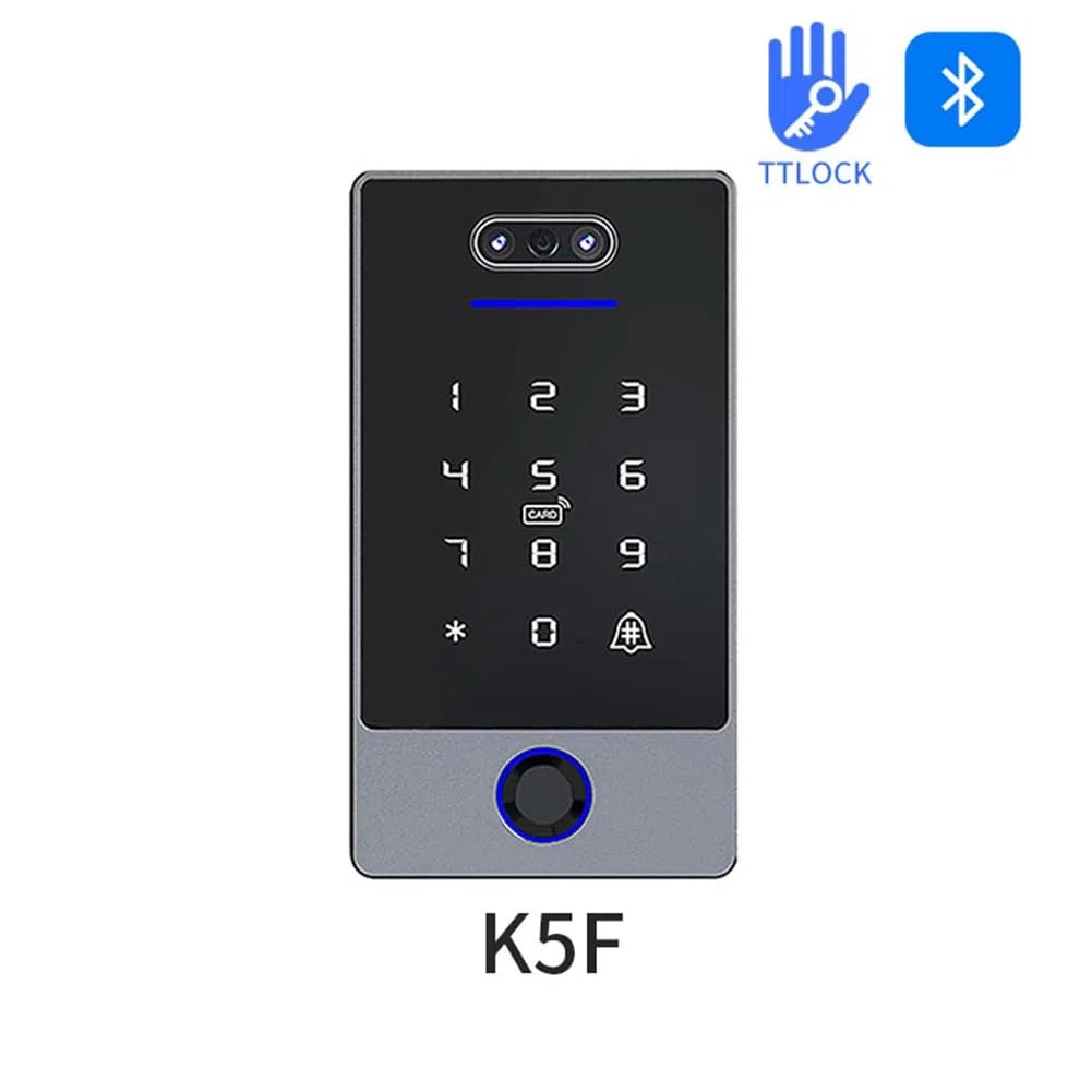 TTLock Tastiera di controllo accessi con riconoscimento facciale impermeabile con lettore di impronte digitali per serratura della porta-B