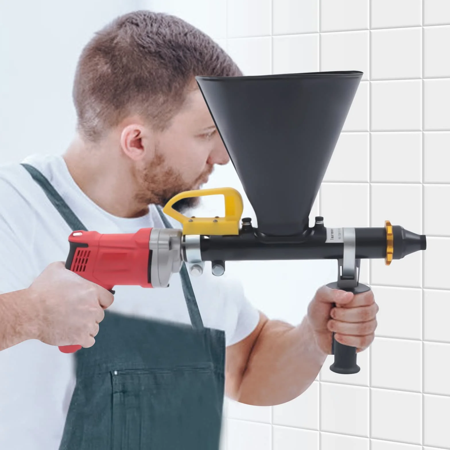 Pistola per fughe elettrica, 700 W, pistola portatile per malta con 2 ugelli rimovibili in acciaio inox per pavimenti, fughe di malta