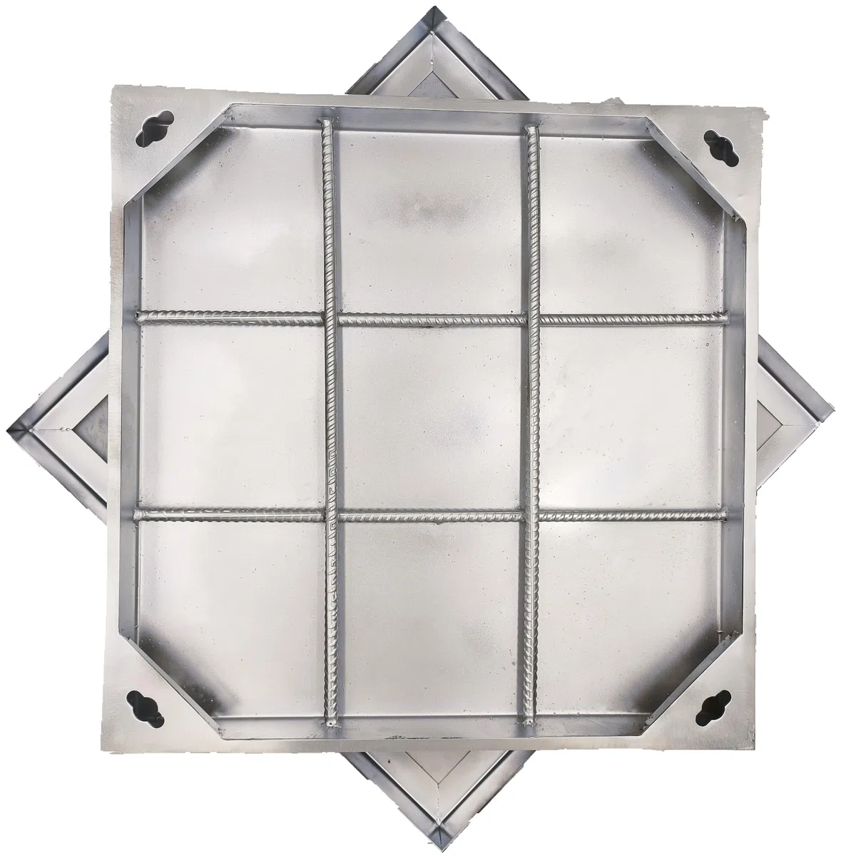 Chiusino a Scomparsa in Acciaio Inox 440x440 mm Luce Netta, Classe B125 Carico Pesante Coperchio Pozzetto con Telaio, Botola Ispezione Pavimentabile per Vialetti, Totale 500x500x50 mm