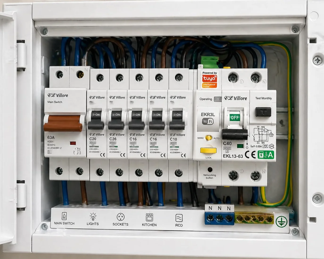 Differenziale auto riarmabile wifi incorporato superimmunizzato -RCBO Differenziale con magnetotermico incorporato- Classe A 40A 30mA 6Ka Interruttore Rearmable Rail Din