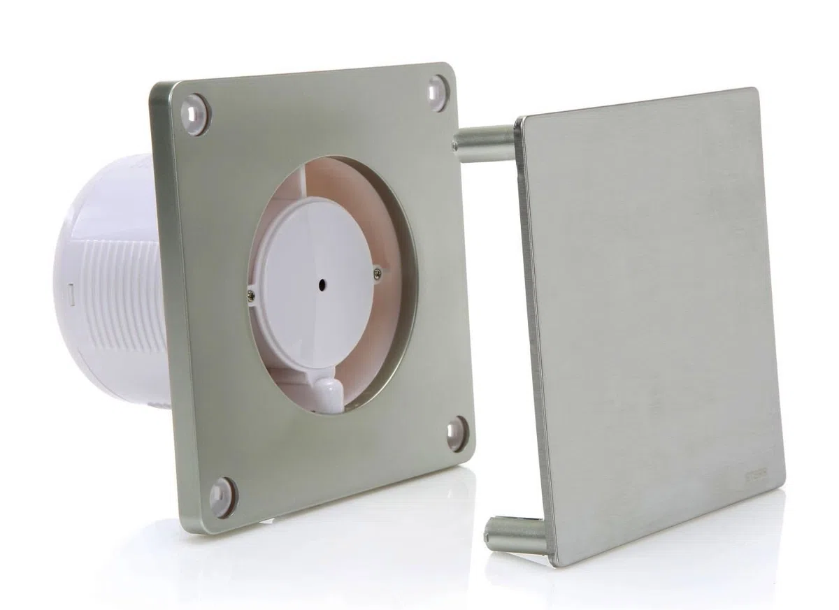 STERR Ventilatore per bagno, 100 mm, in acciaio inox, colore: argento, BFS100-S