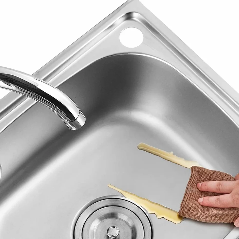 Lavello da cucina piccolo, lavello in acciaio inox a ciotola singola, fondo e dispositivo di drenaggio incorporato, ribaltabile, con morsetto tubo di scarico