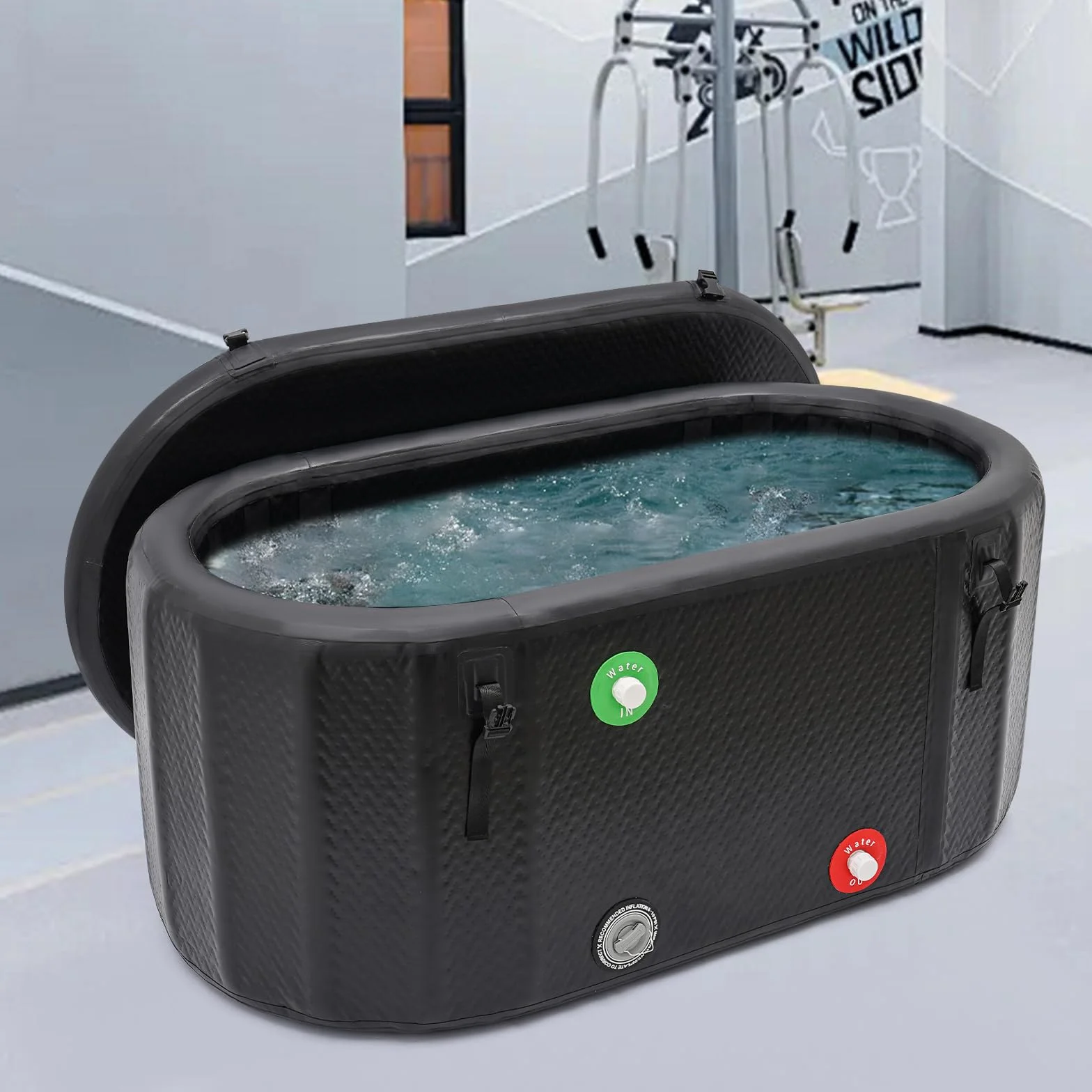 Vasca da bagno per il ghiaccio per atleti, gonfiabile, con pompa gonfiabile, 370 l, resistente al freddo, per gli atleti, allevia il dolore muscolare