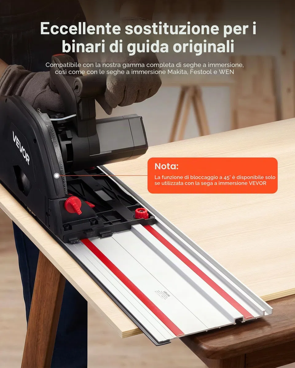 VEVOR Binario di Guida per Seghe Circolari Guida per Troncatrice Circolare Materiale in Alluminio Lunghezza Guida 698,5 mm Kit di Guide 2 pz Connettore 1 pz Lavorazione del Legno da Falegnameria