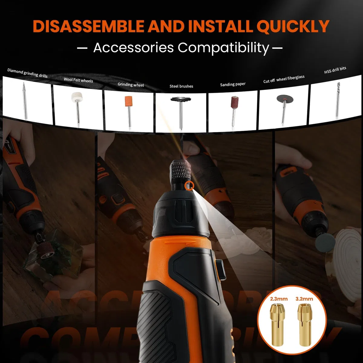HARDELL Utensili Rotanti Multifunzione, 12V Mini Trapano a Batteria con 6 Velocità Regolabil e 94 Accessori per Taglio, Incisione, Foratura, Lucidatura, Smerigliatura, Levigatura, Fai da te