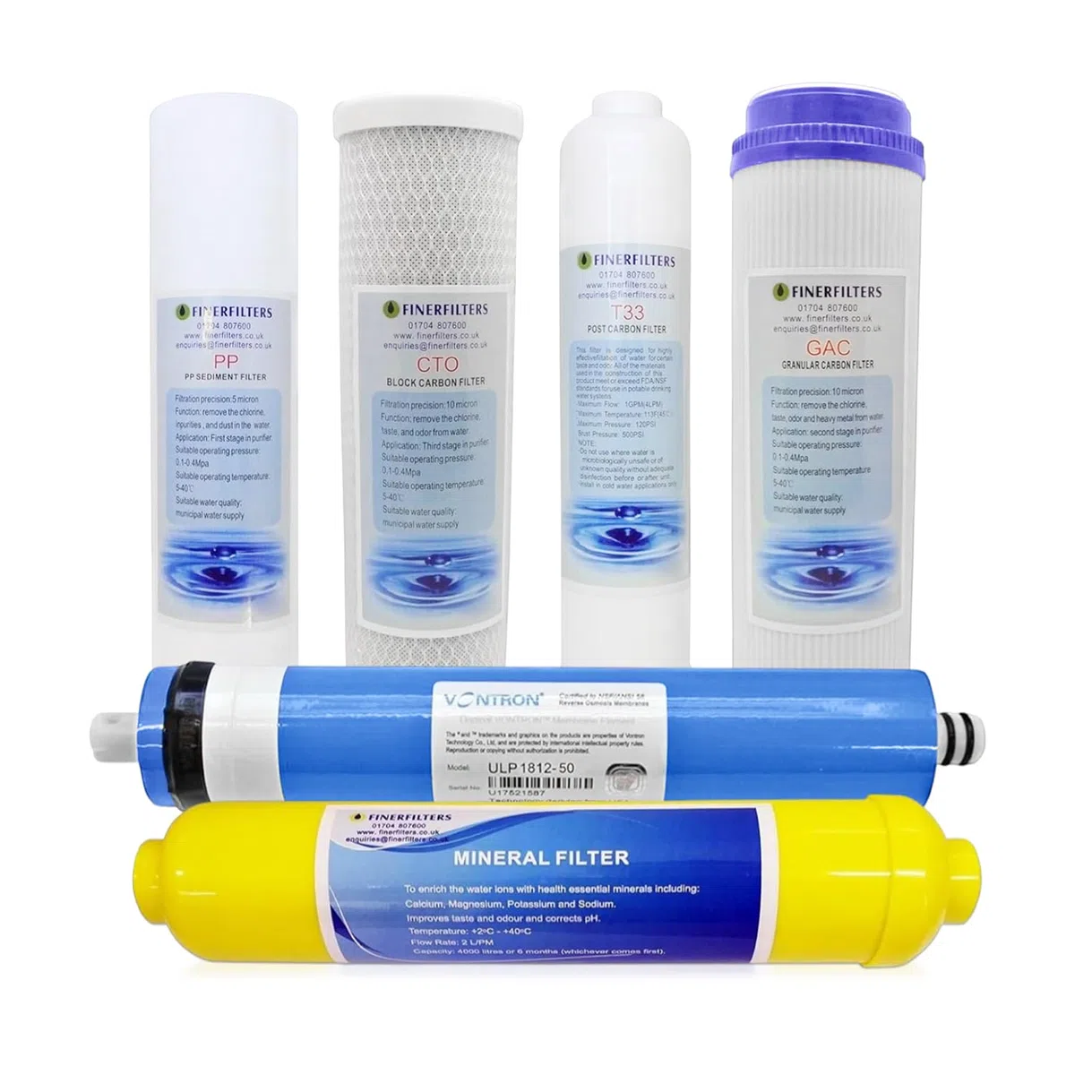 Finerfilters - Filtri di ricambio per osmosi inversa, uso domestico, membrana da 50 GPD, 6 pezzi