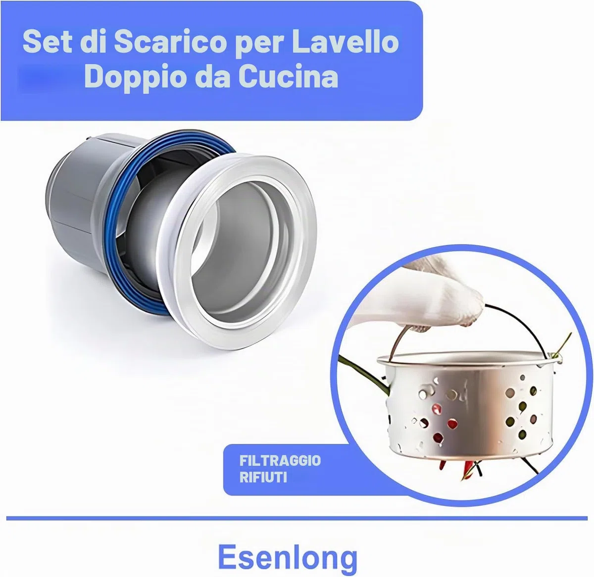 Tubo di Scarico per Lavello da Cucina, Sifone per Doppio Lavello, Sifone Antiodore Regolabile Individualmente, Sifones per Lavello con Collegamento a Lavastoviglie, per il Bagno Domestico Moderno