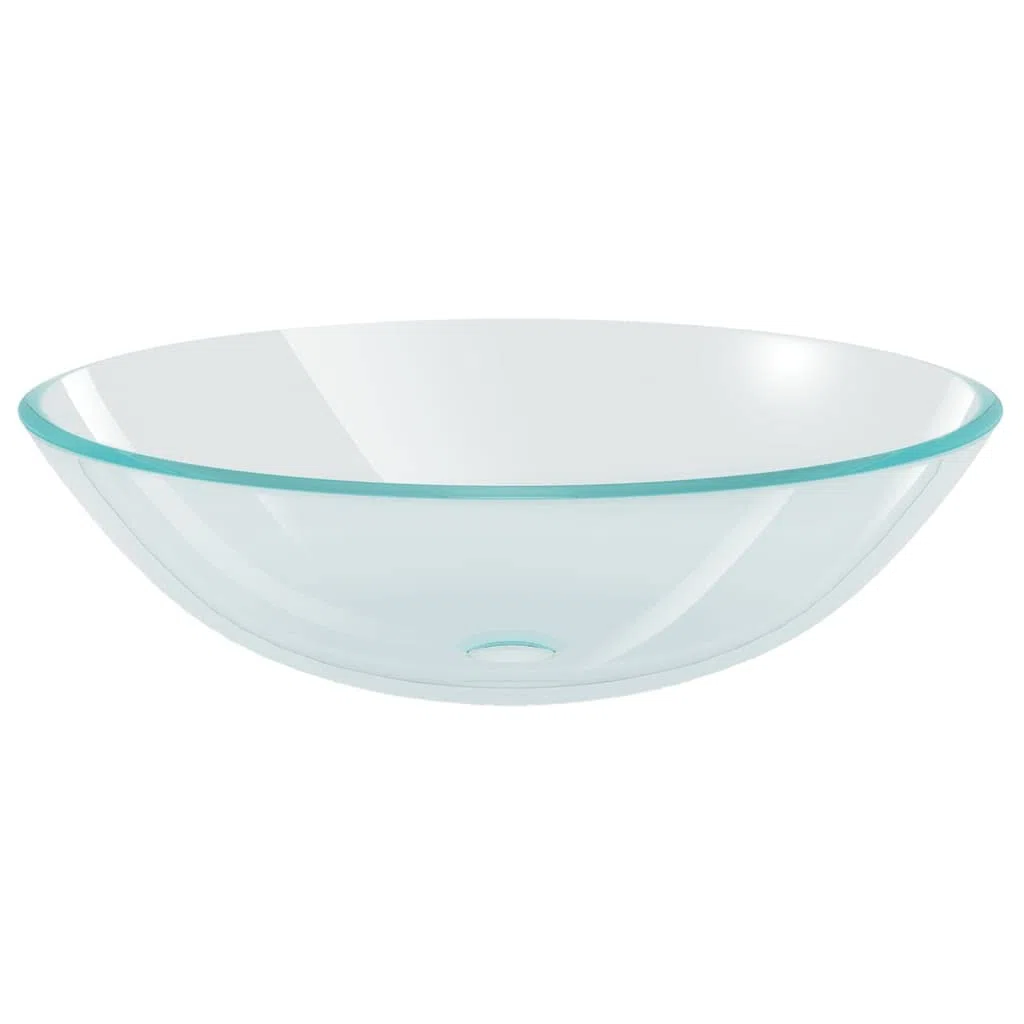vidaXL Lavabo in Vetro Temprato Bagno Lavanderia 42cm Trasparente Lavandino