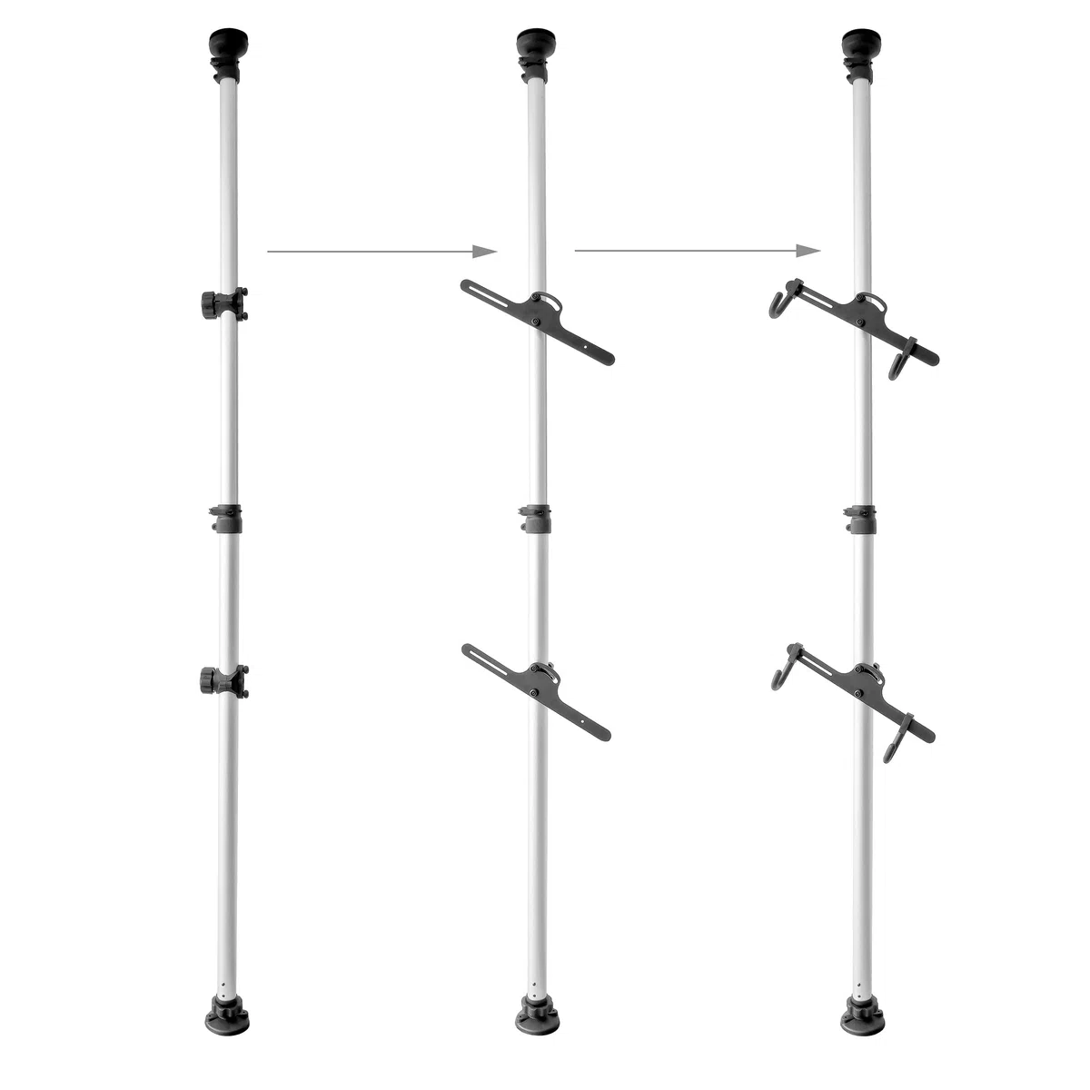 Relaxdays Porta Biciclette Telescopico, Garage e Cantina, per 2 Bici, Regolabile, 40 kg, Soffitto, Pavimento, Argentato