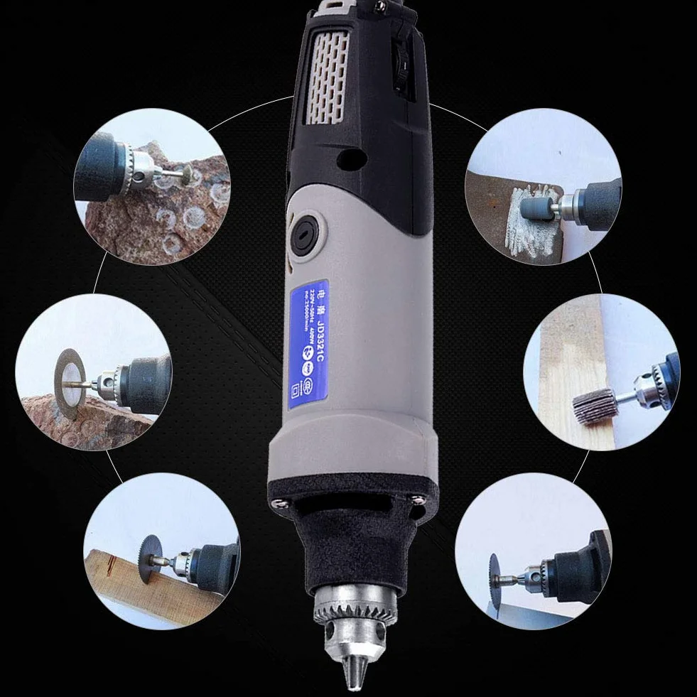 BuyWeek Smerigliatrice Elettrica Utensile Rotante Elettrico, 400W 6 Posizioni Velocità Variabile per Intaglio Taglio Macinazion 220V Spina UE