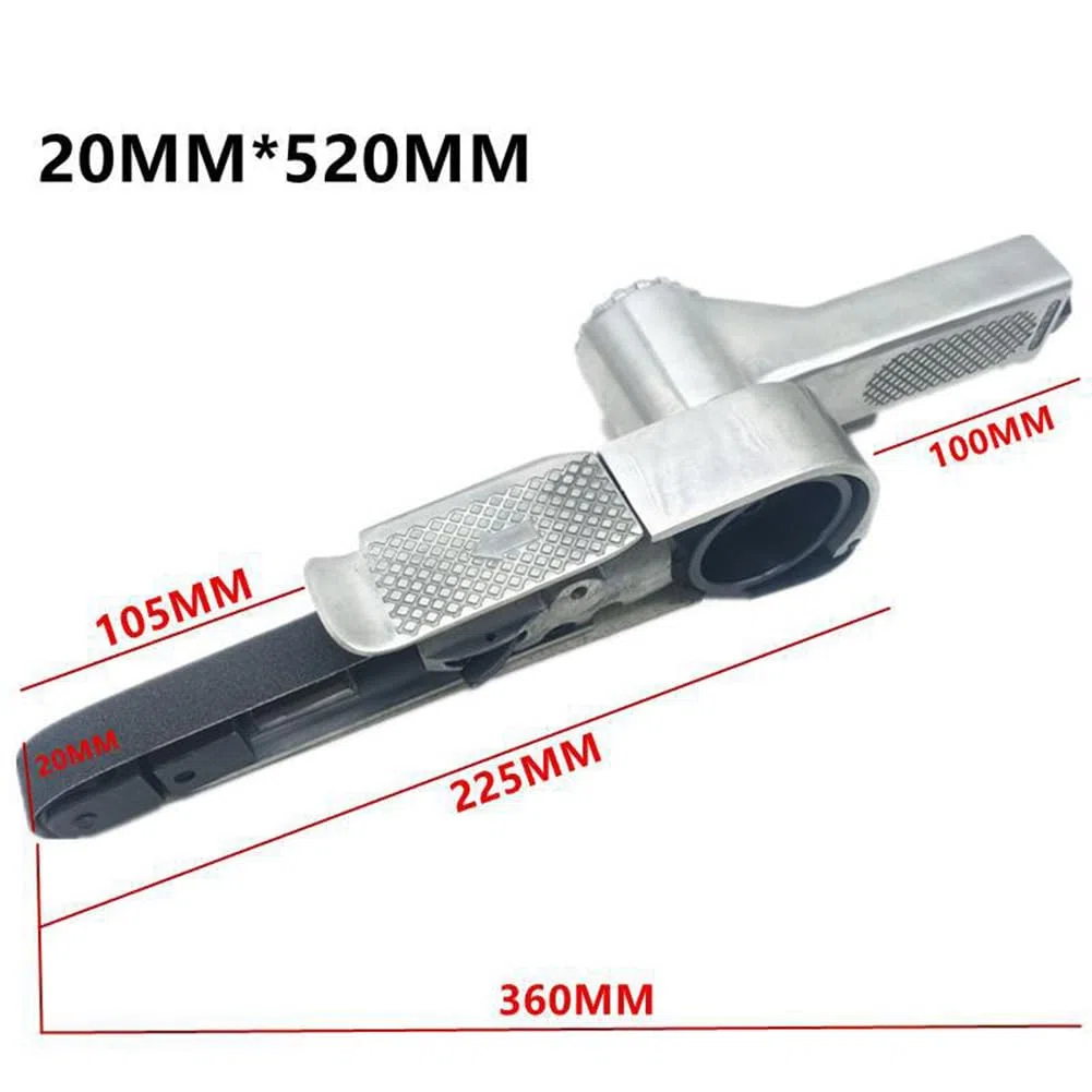 Mini levigatrice a nastro pneumatica, strumento per smerigliatrice angolare portatile per levigatura in legno e metallo (520 x 20 mm)