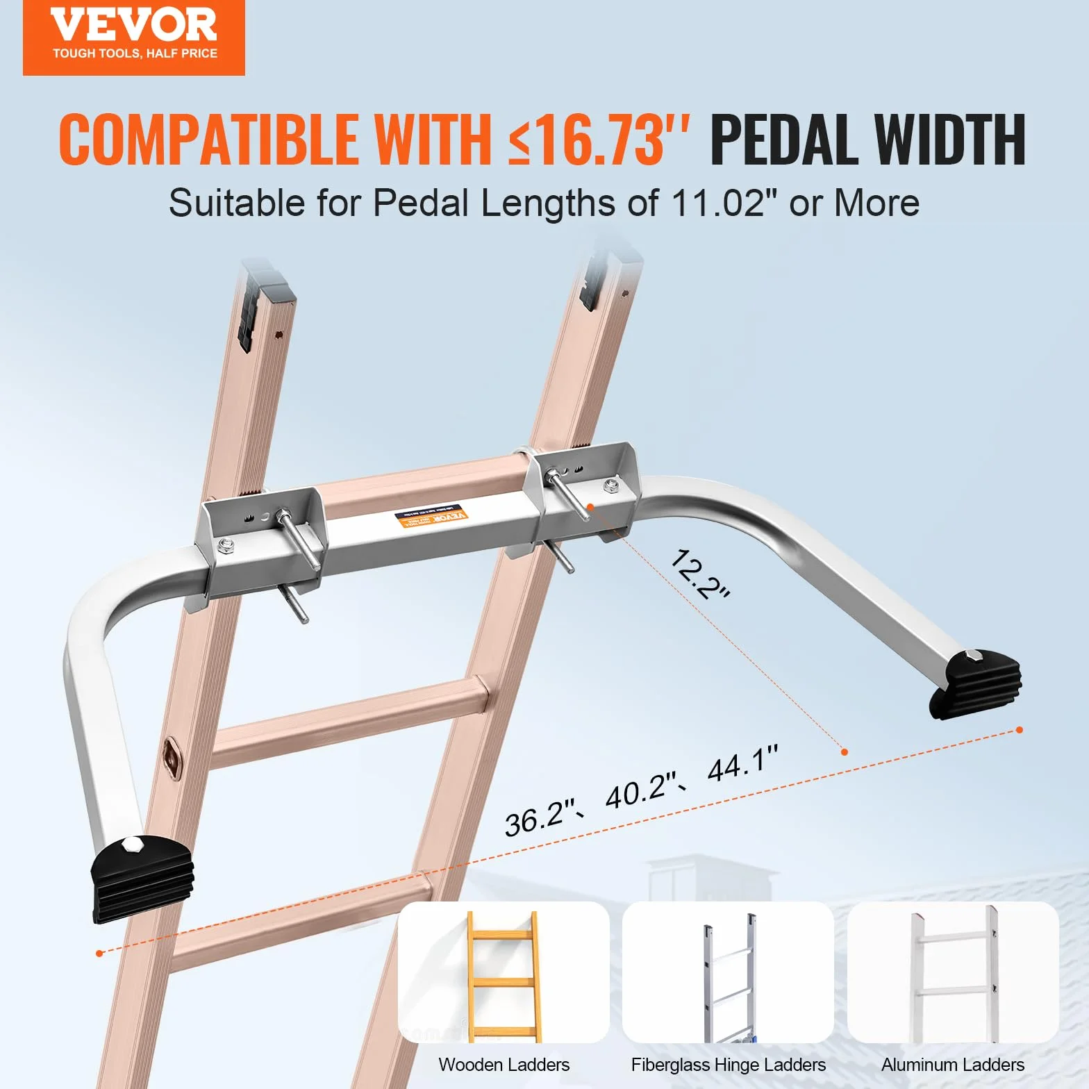 VEVOR Stabilizzatore per Scale, Portata di 150 kg Distanziatore per Scale Estensibili, Accessori per Scale a Parete/Aperte per Grondaie, Facile Usare, Ampia Adattabilità e Piedini in Gomma Antiscivolo
