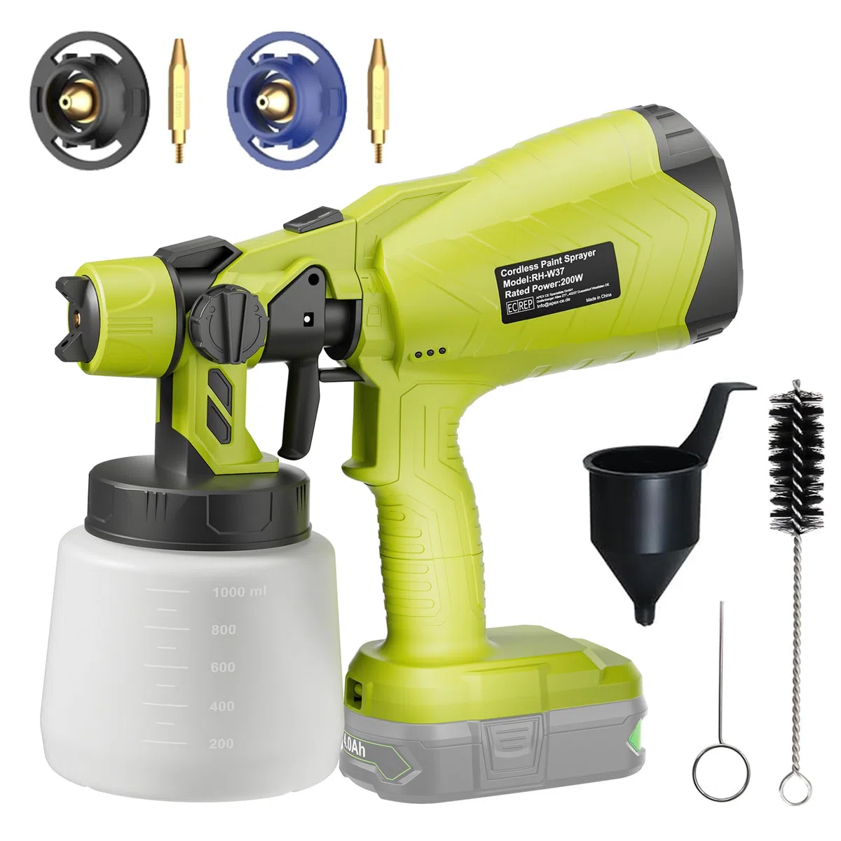 Spruzzatore di vernice senza fili per ryobi One Plus Batteria, spruzzatore di vernice senza fili per recinzioni e terrazze, pistola a spruzzo di vernice a mano (senza batteria)