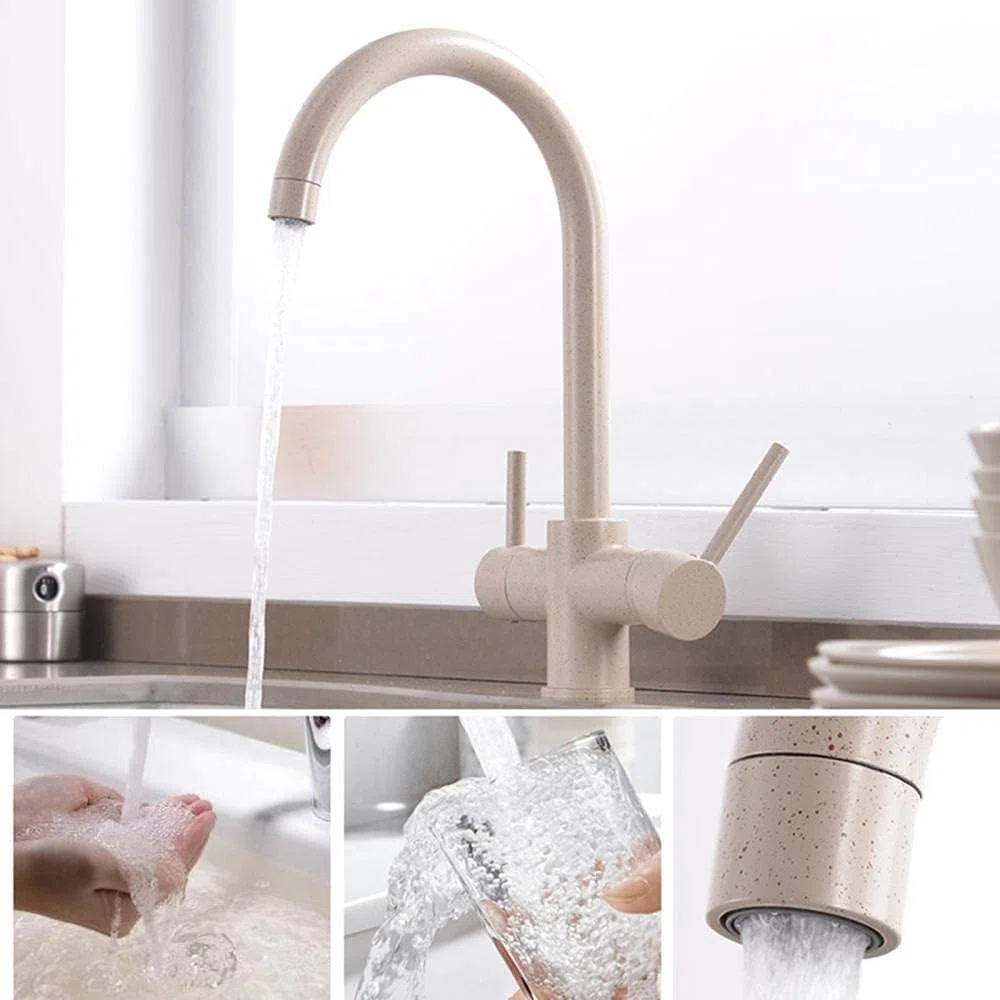 Rubinetto Cucina 3 Vie per Sistemi Osmosi a Avena, Doppia Uscita a Osmosi Rubinetti per Lavelli da Cucina Inversa Rotazione 360, Miscelatore Lavello per Acqua Potabile