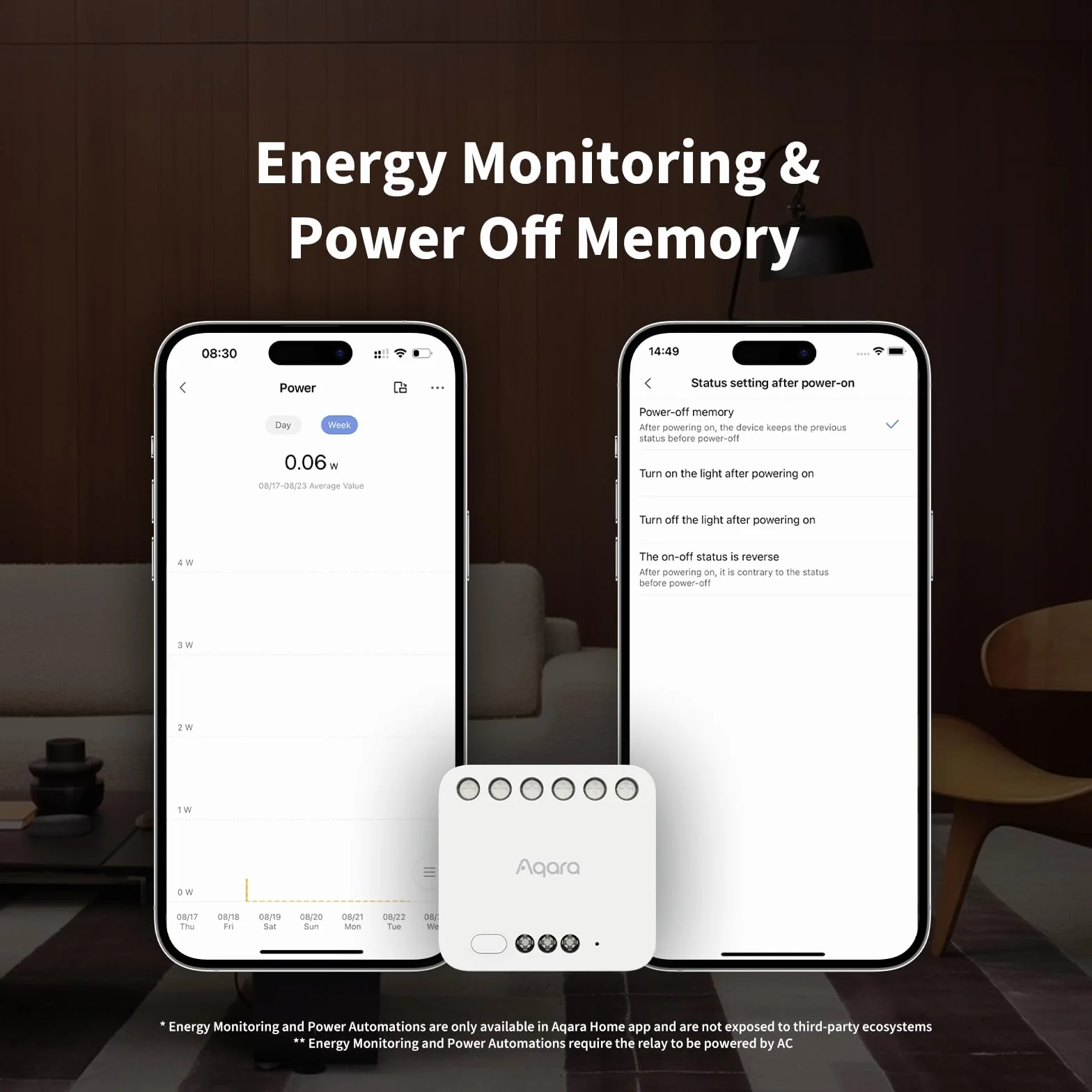 Aqara Modulo Doppio Relè T2, Richiede il HUB Aqara Zigbee 3.0, Per Porte Garage e Riscaldamenti, Interruttore per Tende a Rullo e per Luci, Supporta HomeKit, Google Home e Alexa, Matter over Bridge