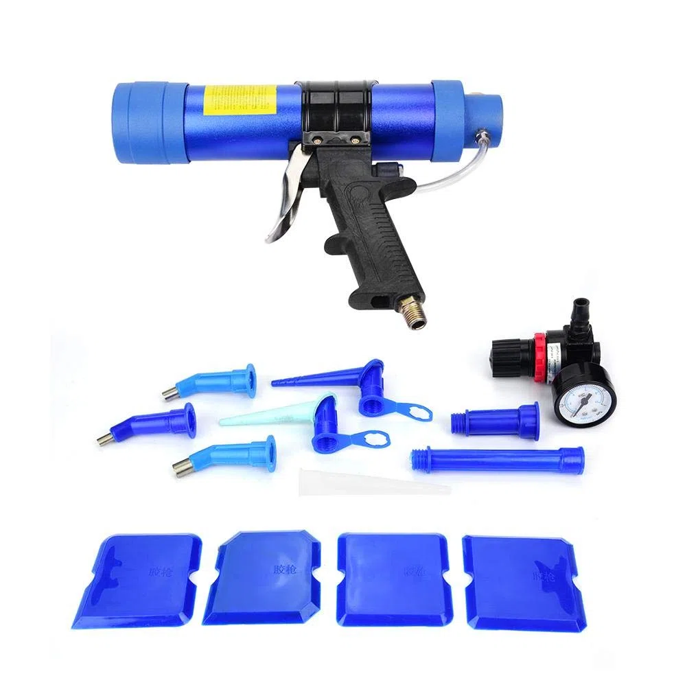 Pistola Sigillante Pneumatica 310ML per Calafataggio Vetro con Controllo Velocità Aria Compressa Professionale