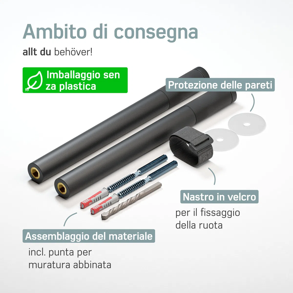Borgen Supporto bici da parete - Portabici da parete in legno per bici da corsa - In legno di quercia - Supporti bici da MTB, bici da corsa e city bike