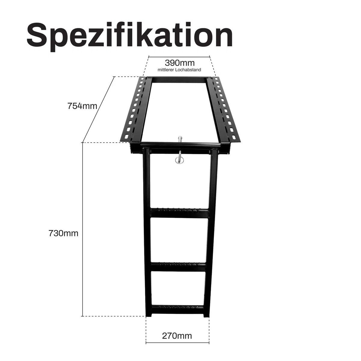 Scala di sollevamento per camion, allungabile, a 3 livelli, colore nero