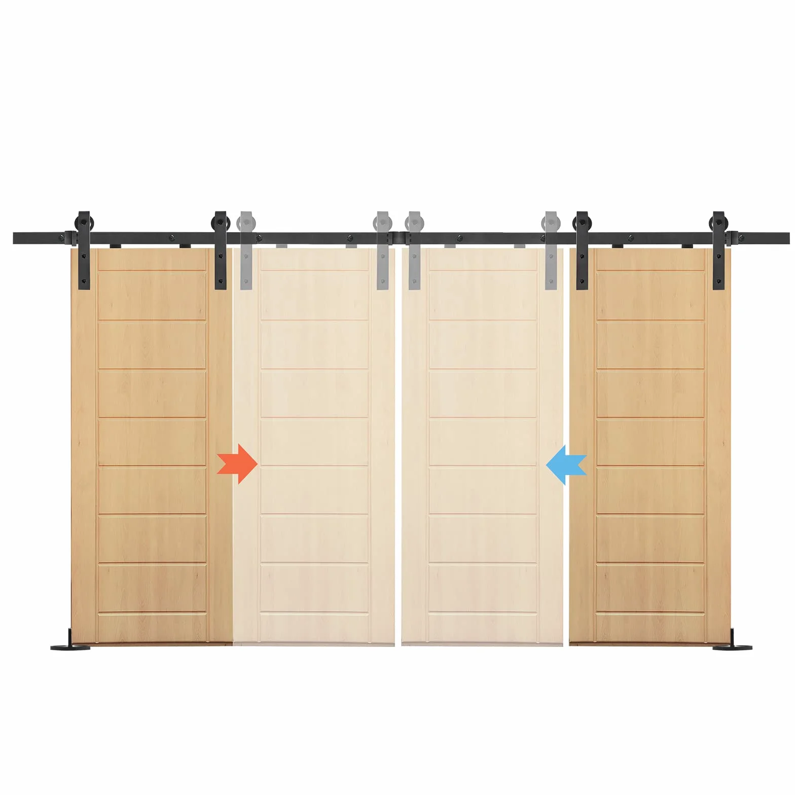 Maniglia per porta scorrevole, 366 cm, con ruote, sistema di porte scorrevoli con design silenzioso, portata fino a 130 kg, per porta in legno, camere, cucina, magazzino
