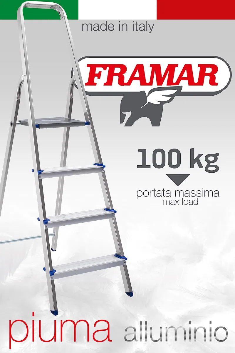 FRAMAR Scala Piuma 4 Gradini in Alluminio - Portata 100 Kg