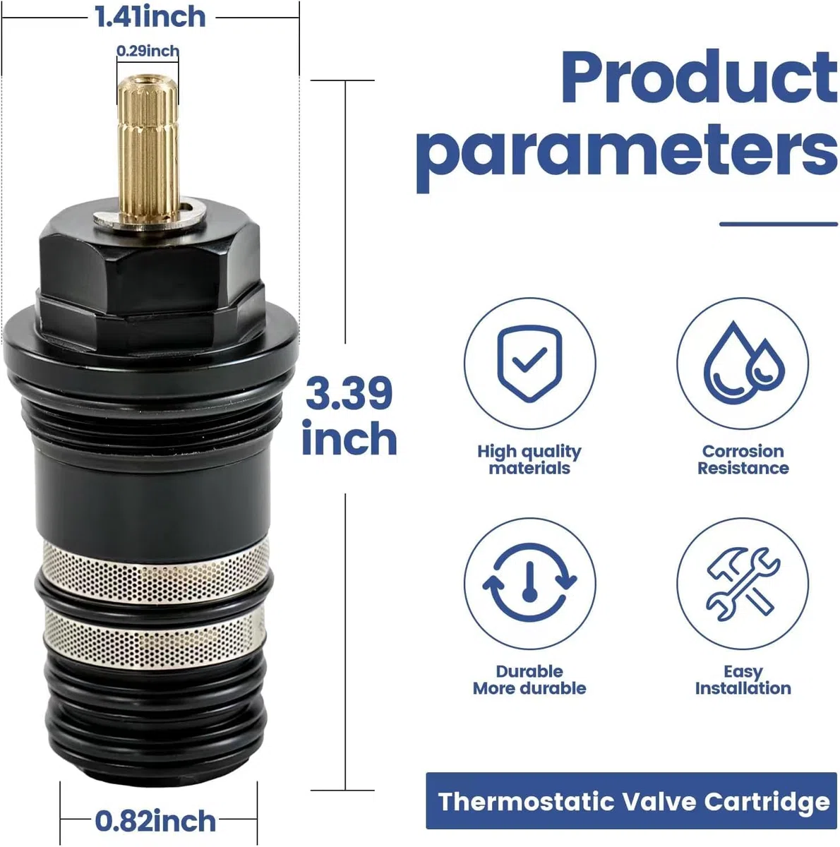 94282000 Unità di controllo della temperatura, compatibile con docce Hansgrohe Ecostat e riempitivi termostatici a 2 e 3 fori, 3/4 pollici con fusto in ottone e verniciatura galvanizzata avanzata