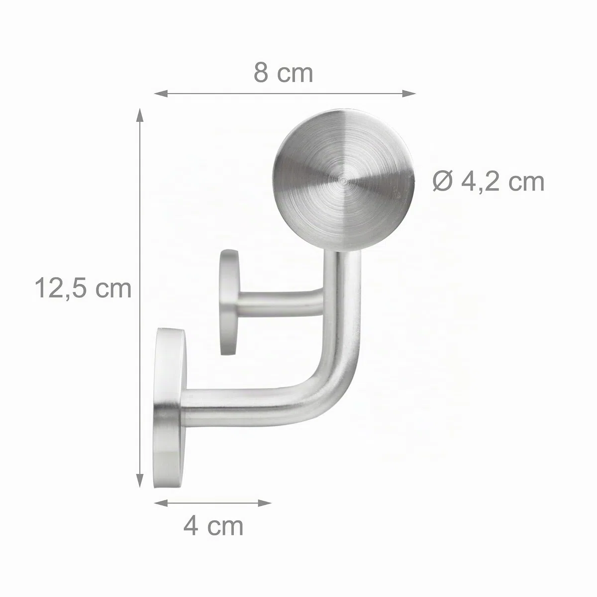 Relaxdays Corrimano, Acciaio Inox 304, Passamano per Ambienti Interni e Esterni, 100 cm, Ø 42 mm, con Supporto, Argento