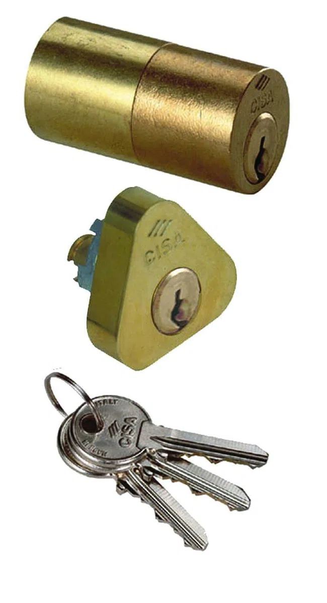 CISA 102139000, Coppia di Cilindri da Applicare, Esterno a Tubo, Lunghezza 50 mm, Ottone Smerigliato