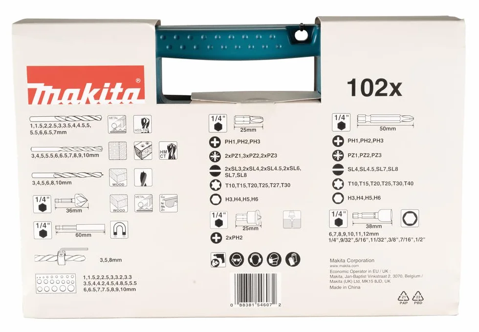 Makita B-68432 ‎Drill bit set, 102 pieces