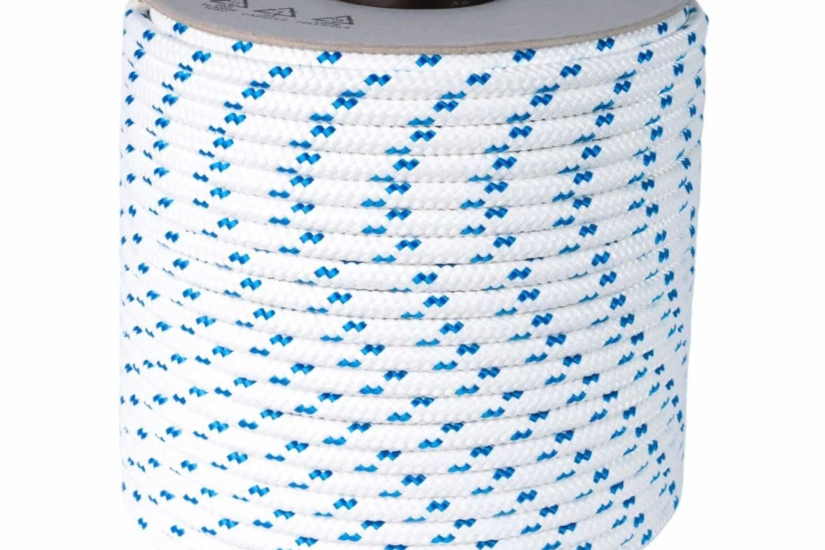 Corda Treccia mare Multiuso - Antica Corderia Marra - fai da te, garden, mm 10, 100 m, bianca con segnalino azzurro, stabilizzato ai raggi U.V. resistente a intemperie e agenti atmosferici.