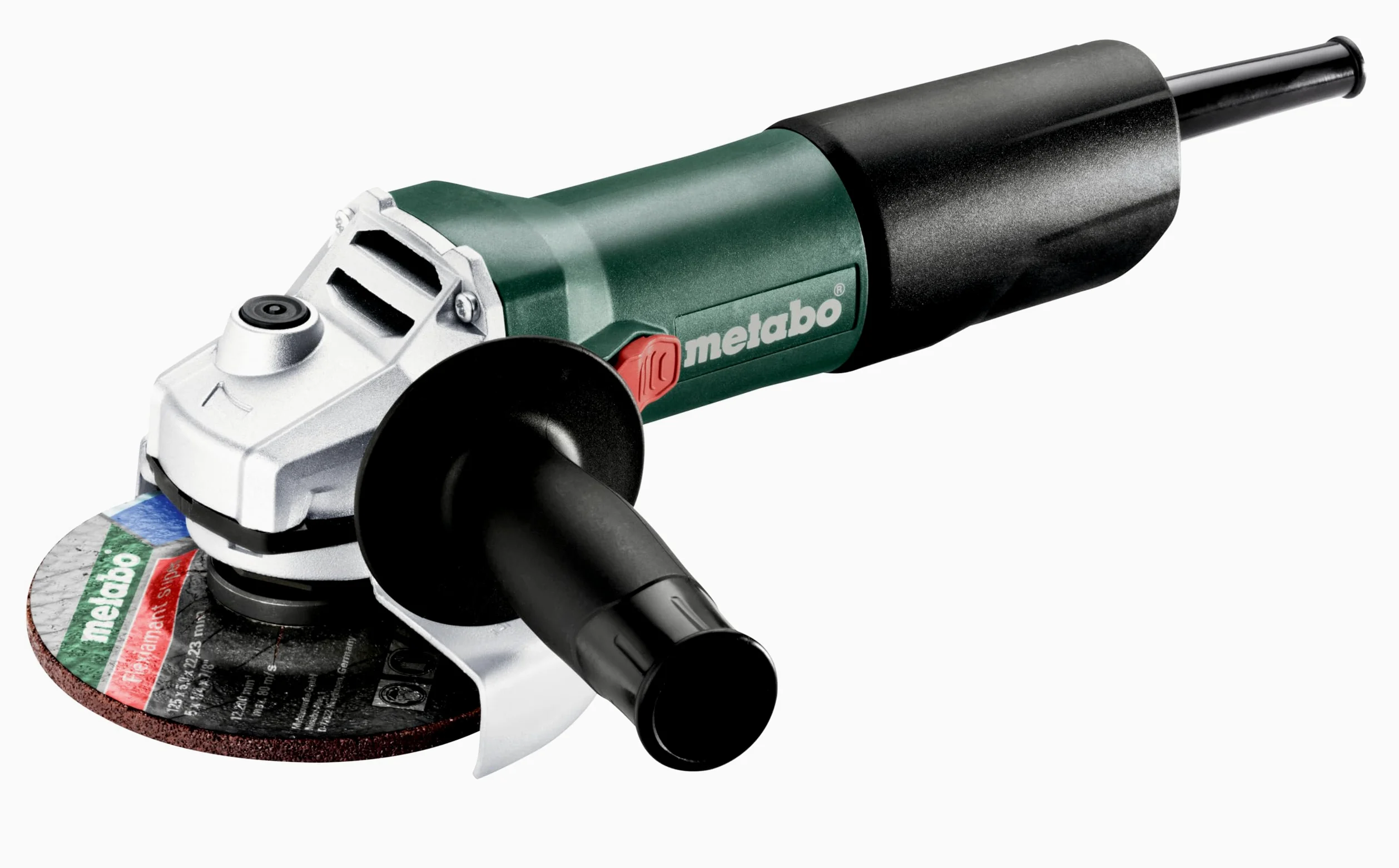 Metabo smerigliatrice angolare W 850-125 – 603608000 – Con cuffia di protezione antitorsione e protezione contro il riavvio – Potenza assorbita nominale: 850 W – Cavo da 2,5 m