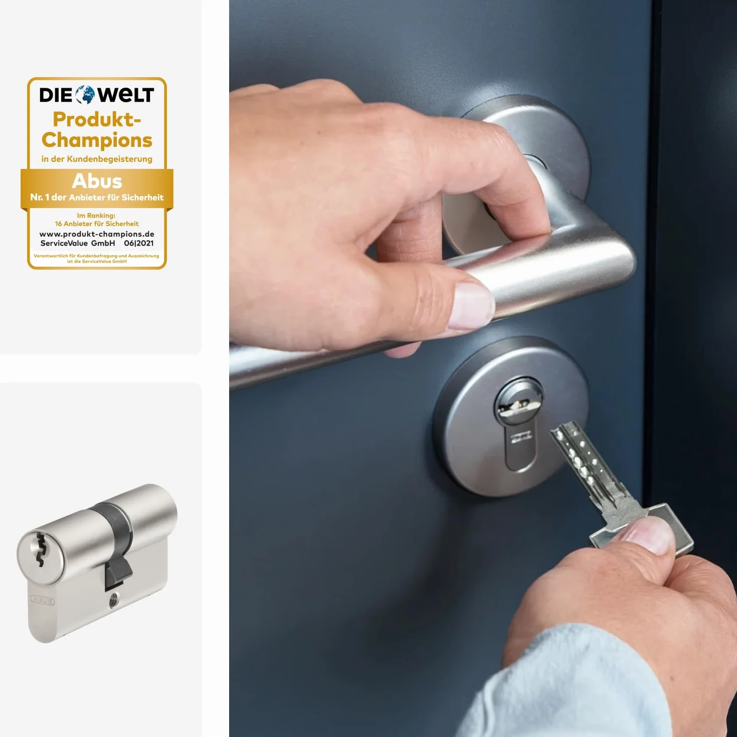 ABUS Cilindro Profilato E30NP 40/40 Doppio Cilindro per Porta con Funzione Emergenza Pericolo e 5 Chiavi, 59816