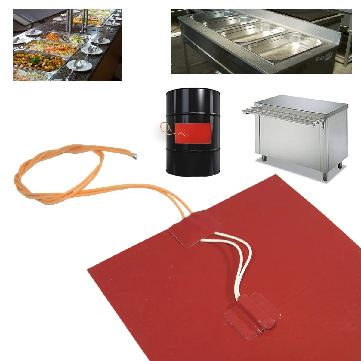 GOLDMAN SERVICE Resistenza riscaldante in silicone adesivo flessibile ultrapiatta con limitatore di temperatura. 1000W, 220V. L 290 x 400mm (1000W)