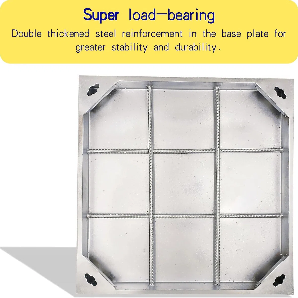 Chiusino a Scomparsa in Acciaio Inox 440x440 mm Luce Netta, Classe B125 Carico Pesante Coperchio Pozzetto con Telaio, Botola Ispezione Pavimentabile per Vialetti, Totale 500x500x50 mm