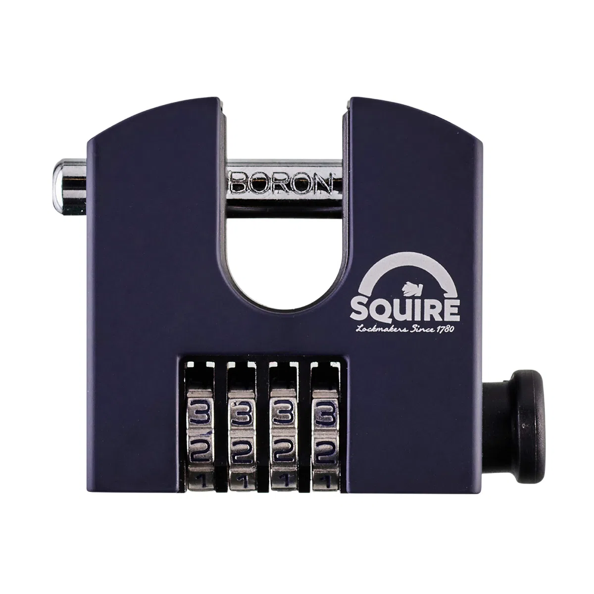 Squire Lucchetto Pesante (SHCB65) - Grillo rotante più duro - Lucchetto a blocco con combinazione a 4 ruote - Acciaio legato per resistenza alla corrosione - Serratura resistente alle intemperie per casa e capannone (blu, 65 mm)
