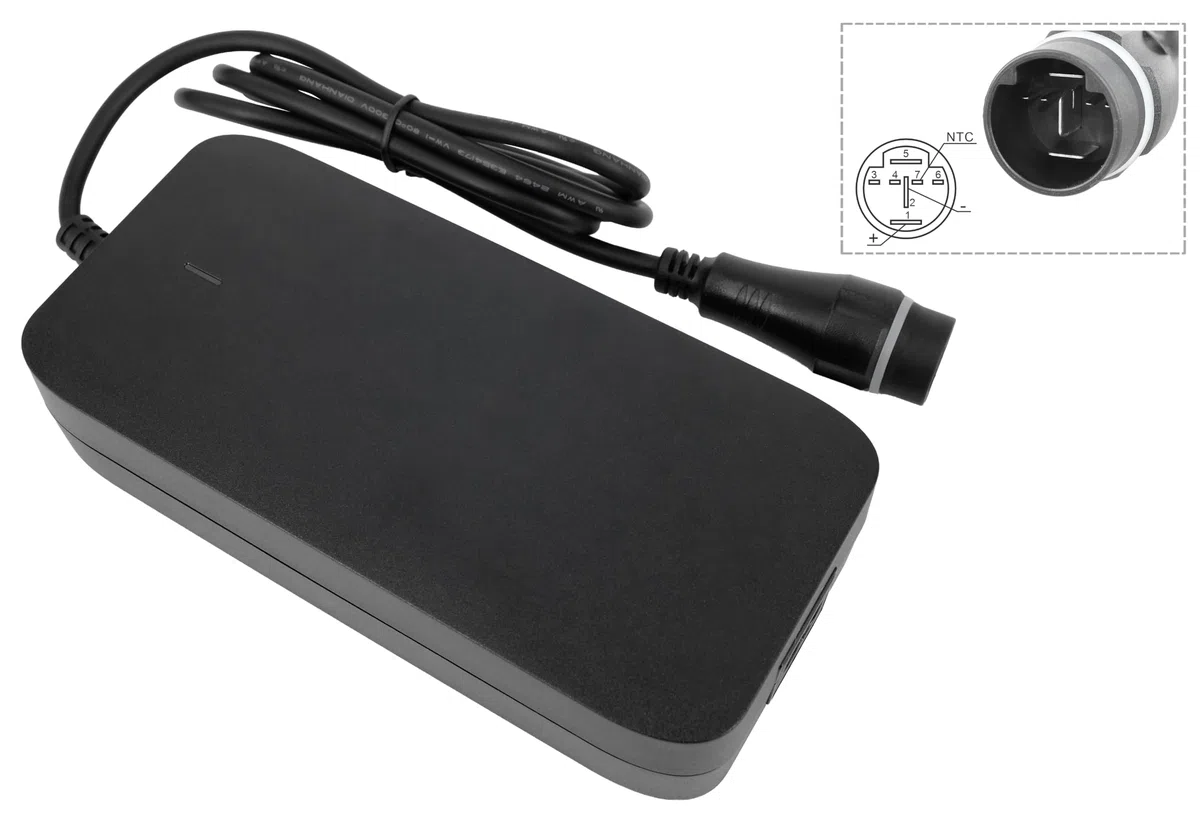 PowerSmart 42V Cavo di ricarica, 4A Alimentatore, Caricabatterie per Husqvarna/Raymon/Winora batterie Li-ion 36V