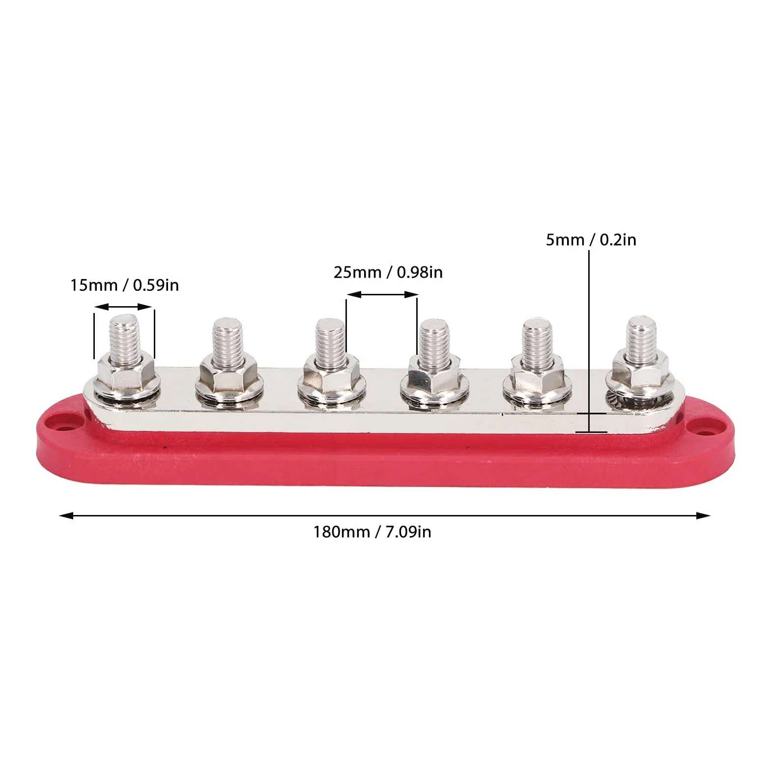 Blocco Di Distribuzione, 2PCS M8 300A 12-48V Sbarra Di Rame, Ottone Acciaio Inox Busbar Morsettiera per Auto, Berline E Navi