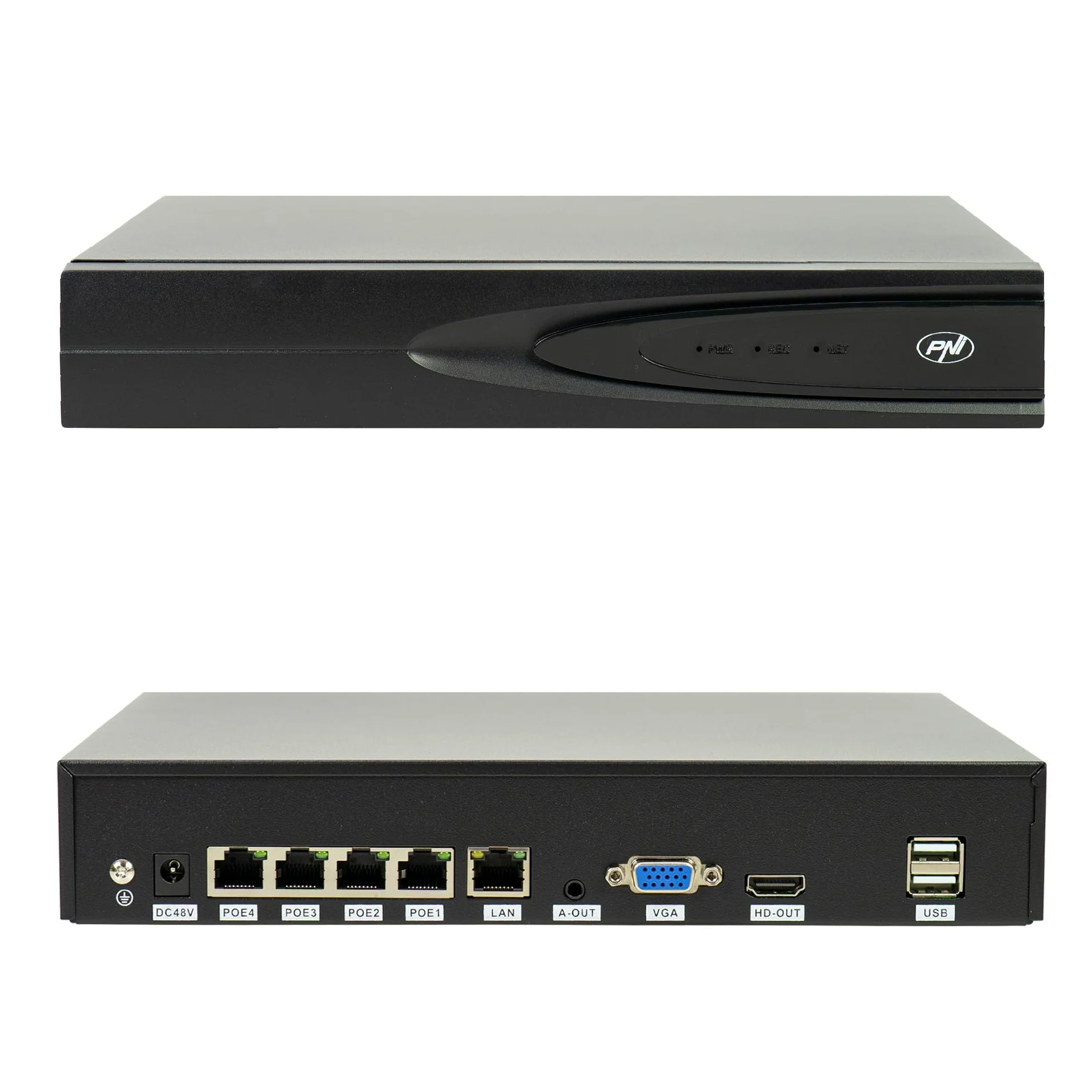 NVR POE PNI House IP810 con 10 canali 4K 8MP, 4 canali POE e 6 canali IP, Funzioni AI