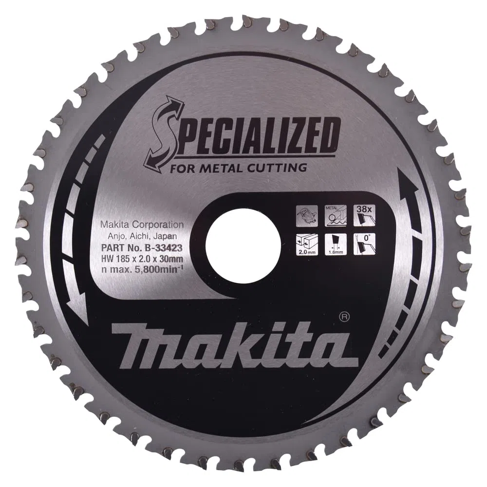 Makita B-33423 Lama Sega Circolare Specialized T.C.T. 185x30mm 38T Metallo