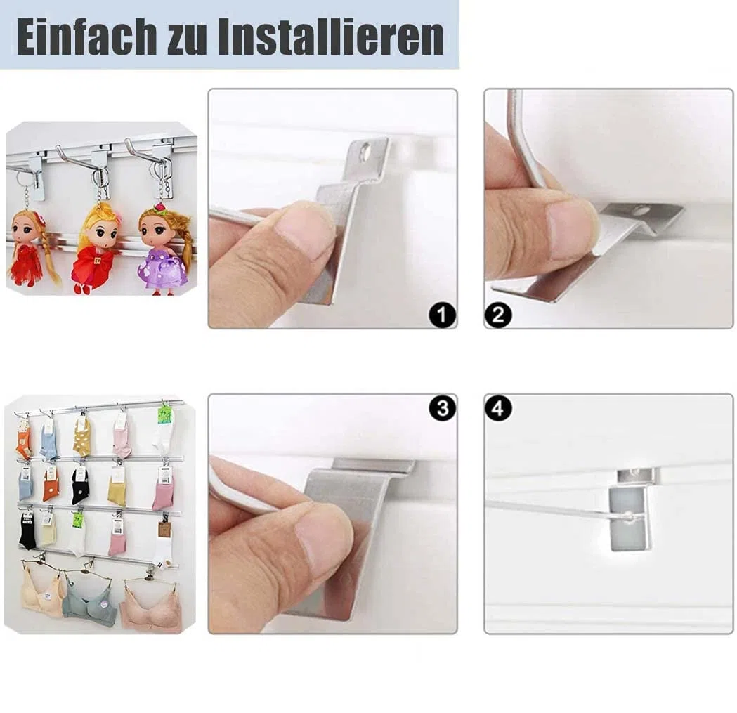 uyoyous Set di 100 ganci da parete per display Slatwall Hake 20 cm, ganci per slatwall, ganci da parete per attrezzi, per pareti lamellari in metallo per garage Retail Store
